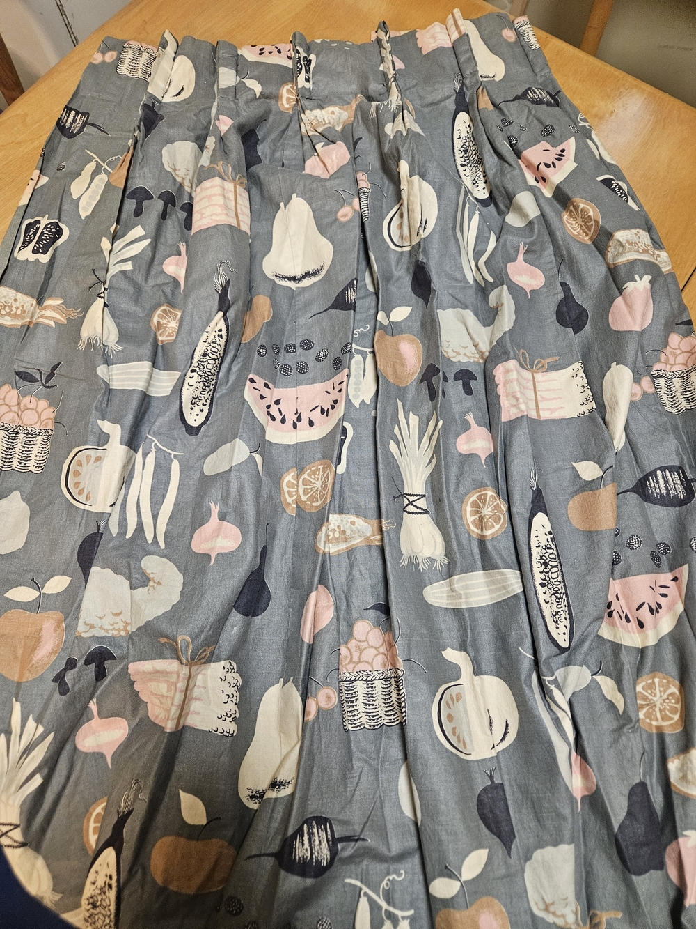 1950s Fruit And Veggie Print Novelty Kitchen Curtain Retro